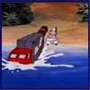 'Into the ocean, let's be daring! The last one in is a rusty herring!'