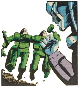 See? Rack's got two forearms, one a gun, the other his anvil. Crazy, huh?
